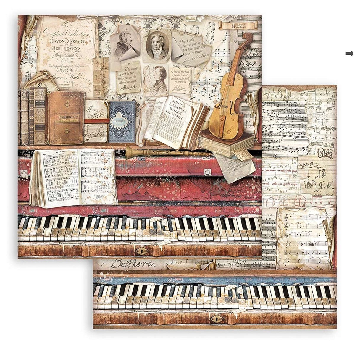 Scrapbook - Block "Vintage Library" - Double Face - 10 Seiten - 20,3 x 20,3 (8x8 inch) - PerlineBeads SA