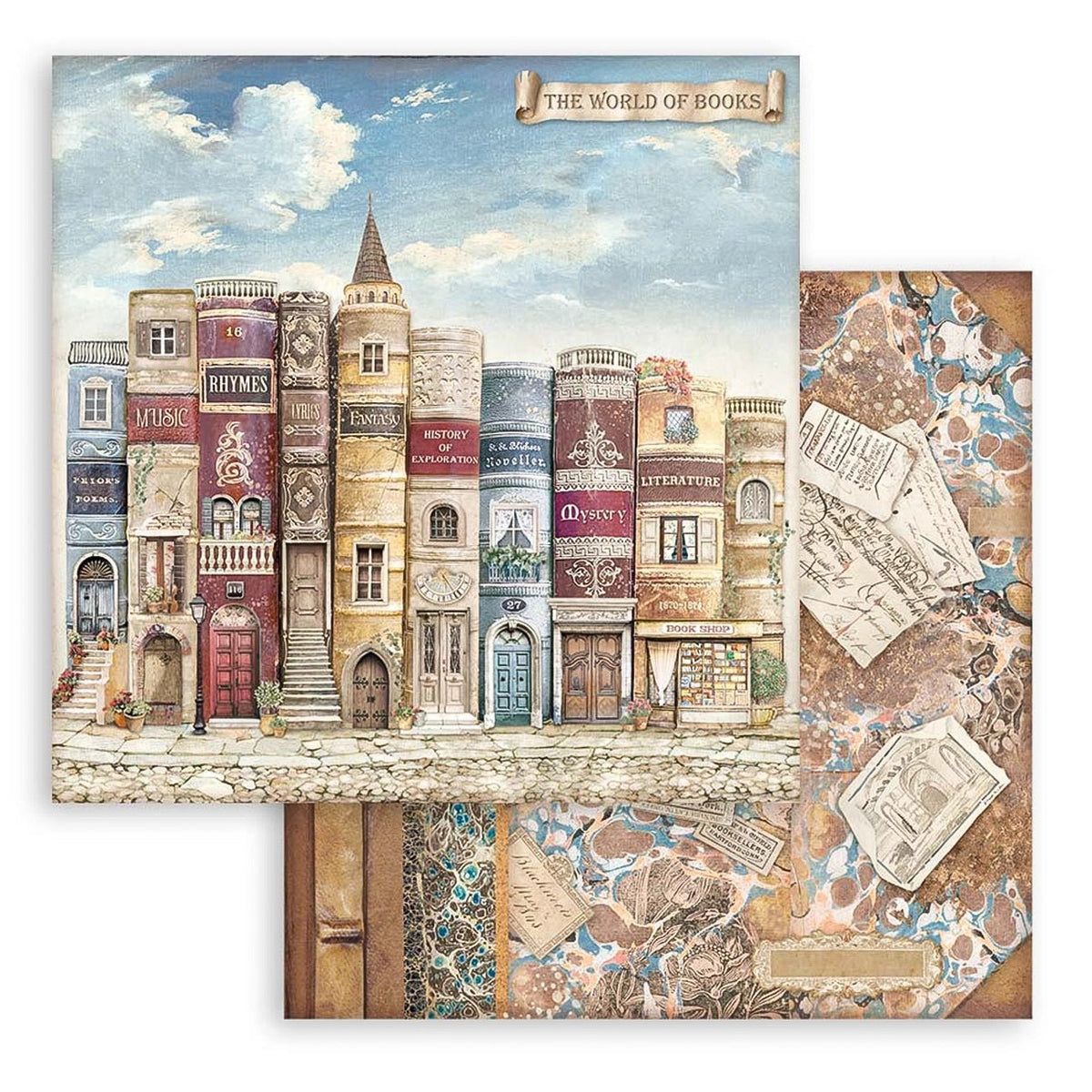 Scrapbook - Block "Vintage Library" - Double Face - 10 Seiten - 20,3 x 20,3 (8x8 inch) - PerlineBeads SA