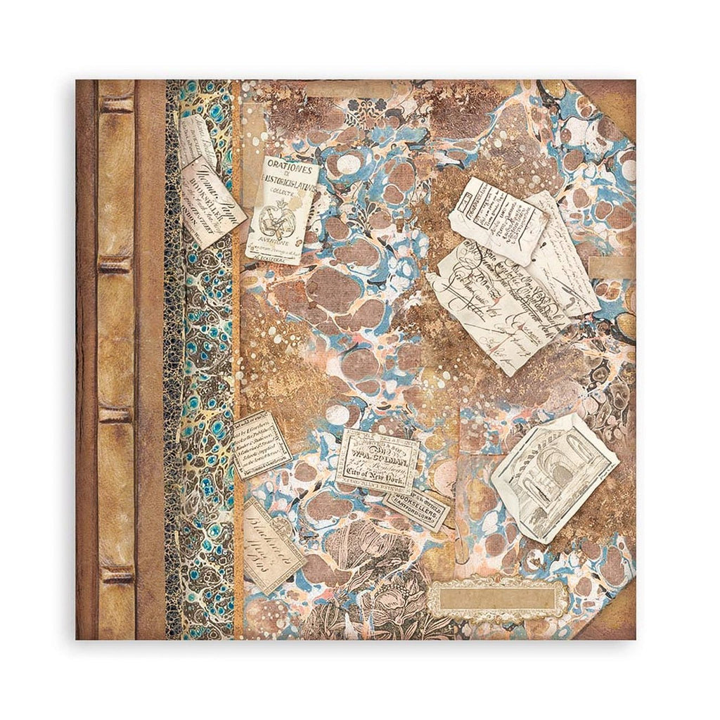 Scrapbook - Block "Vintage Library" - Double Face - 10 Seiten - 30,5 x 30,5 cm (12 x 12 inch) - PerlineBeads SA