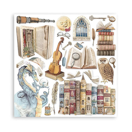 Scrapbook - Block "Vintage Library" - Double Face - 10 Seiten - 30,5 x 30,5 cm (12 x 12 inch) - PerlineBeads SA