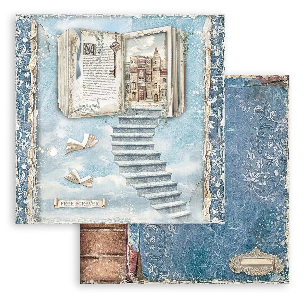 Scrapbook - Block "Vintage Library" - Double Face - 10 Seiten - 30,5 x 30,5 cm (12 x 12 inch) - PerlineBeads SA
