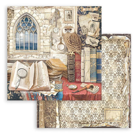 Scrapbook - Block "Vintage Library" - Double Face - 10 Seiten - 30,5 x 30,5 cm (12 x 12 inch) - PerlineBeads SA