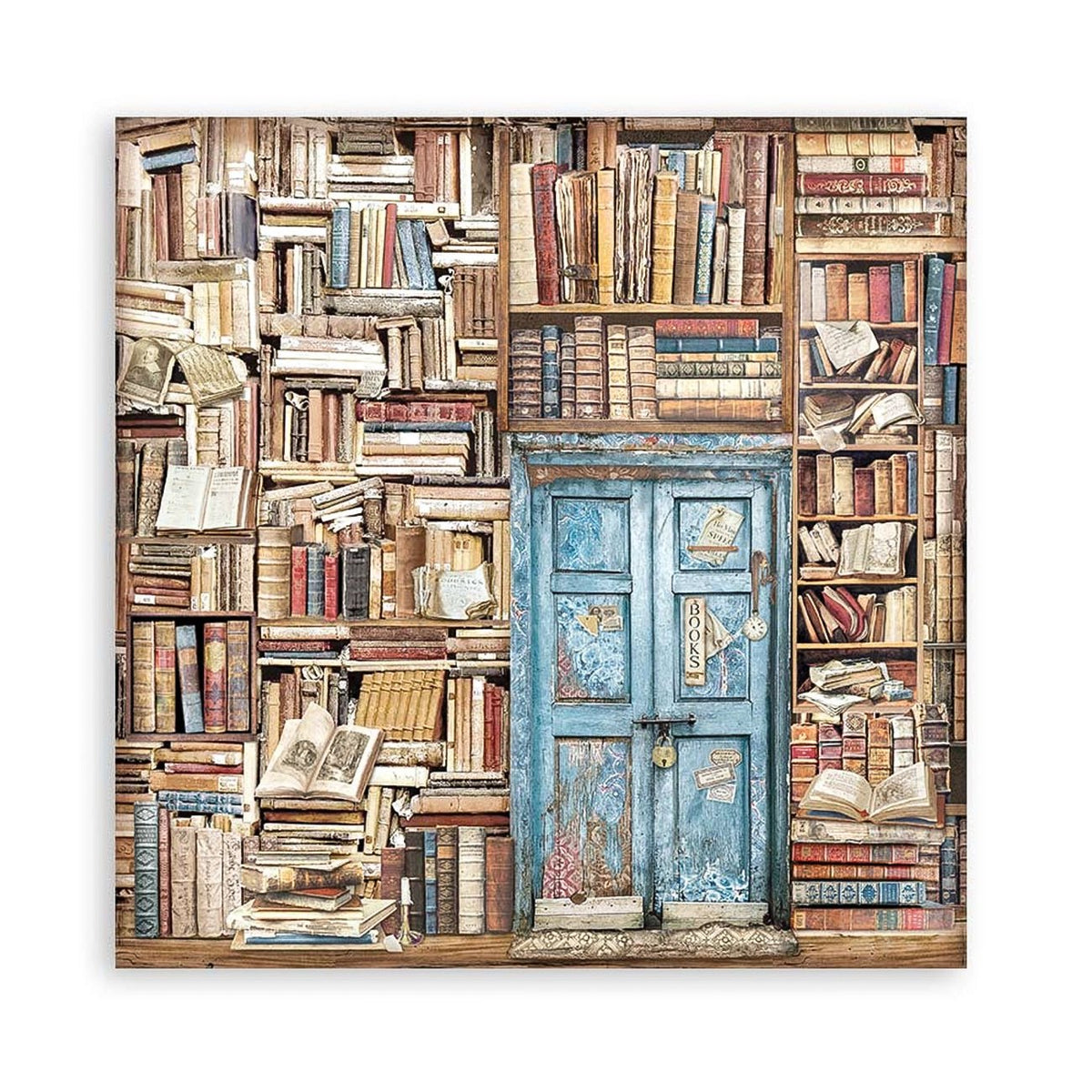 Scrapbook - Block "Vintage Library" - Double Face - 10 Seiten - 30,5 x 30,5 cm (12 x 12 inch) - PerlineBeads SA