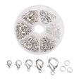 Set mit Karabinerverschlüsse und Biegeringe - Platinfarbe - PerlineBeads SA