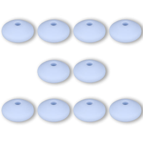 Silikon-Perle Rondelle • Hellblau, 12x6-7mm - PerlineBeads SA