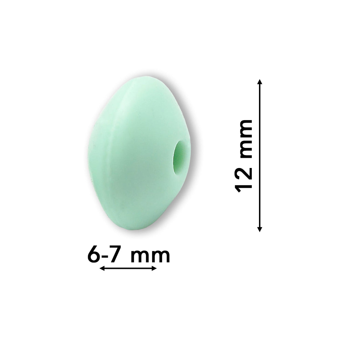 Silikon-Perle Rondelle • Helles Türkis, 12x6-7mm - PerlineBeads SA