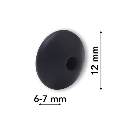 Silikon-Perle Rondelle • Schwarz, 12x6-7mm - PerlineBeads SA