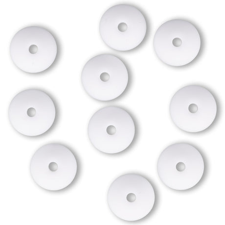 Silikon-Perle Rondelle • Weiss, 12x6-7mm - PerlineBeads SA