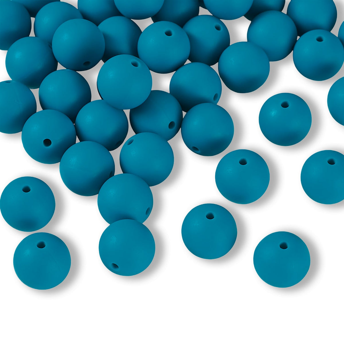 Silikon-Perle Rund • Cadet Blue, 15mm - PerlineBeads SA