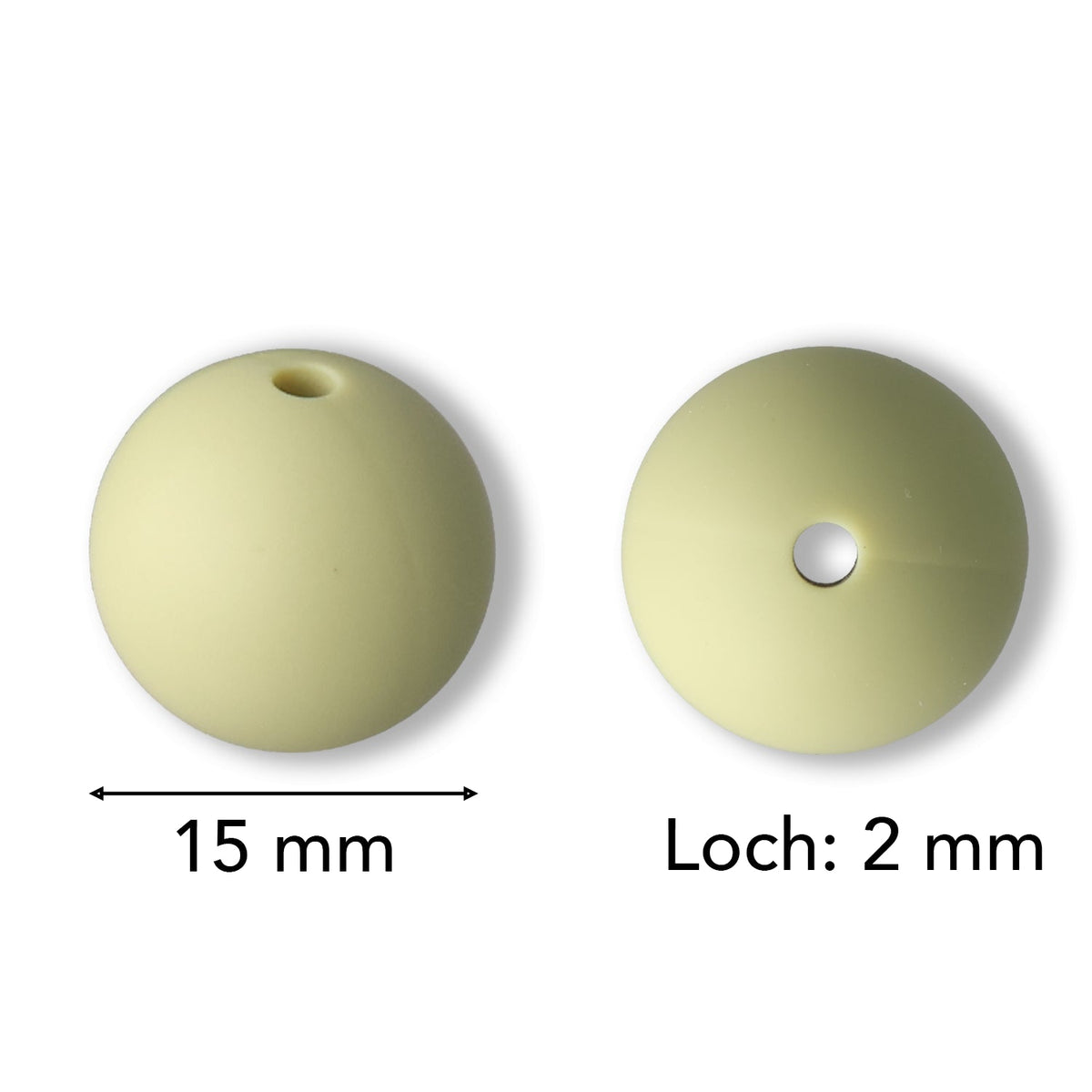 Silikon-Perle Rund • Dark Khaki, 15mm - PerlineBeads SA