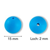Silikon-Perle Rund • Dodger Blue, 15mm - PerlineBeads SA