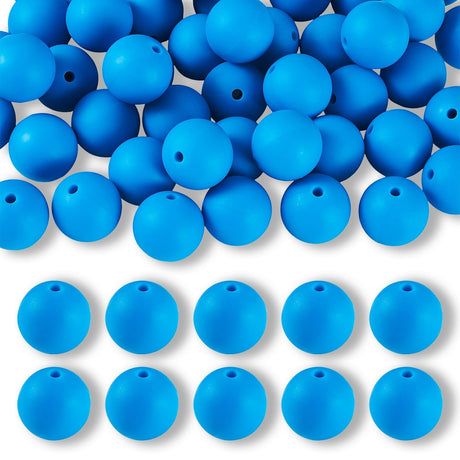 Silikon-Perle Rund • Dodger Blue, 15mm - PerlineBeads SA