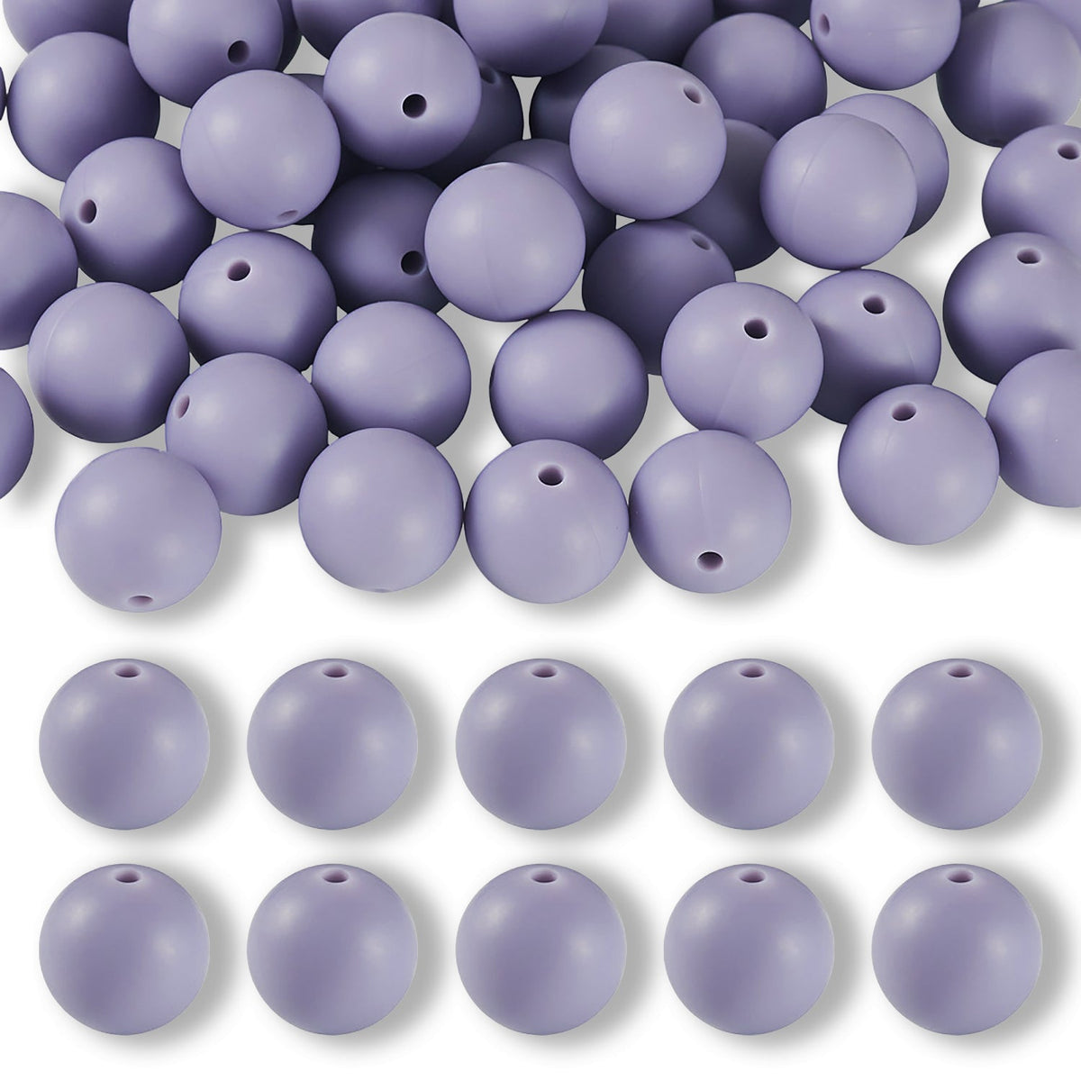 Silikon-Perle Rund • Lavender, 15mm - PerlineBeads SA