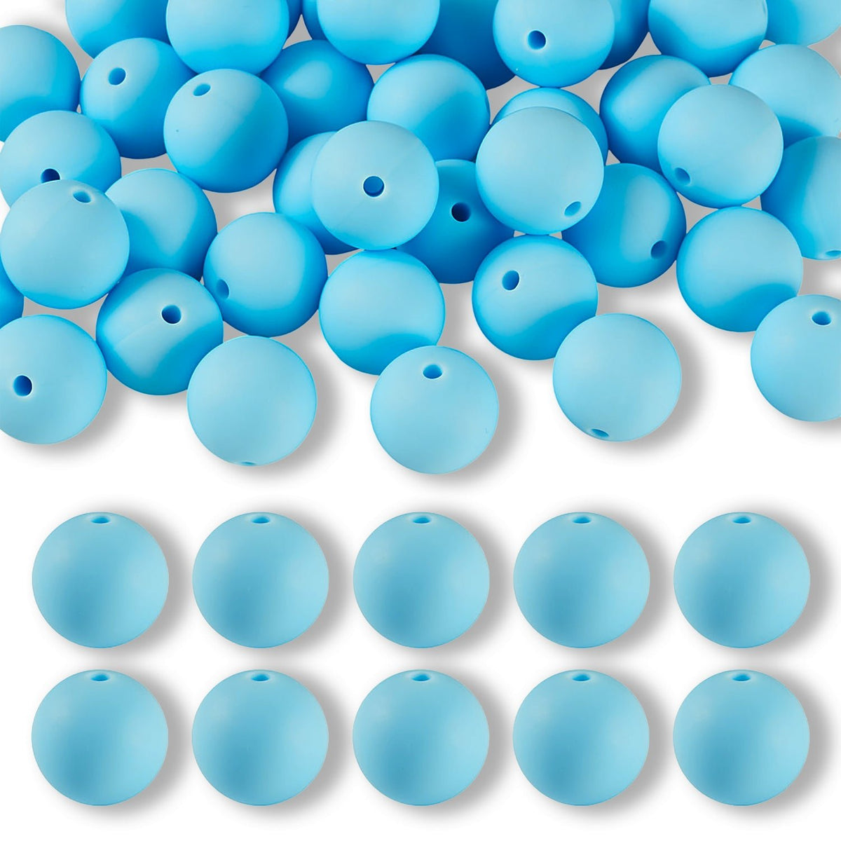 Silikon-Perle Rund • Light Sky Blue, 15mm - PerlineBeads SA
