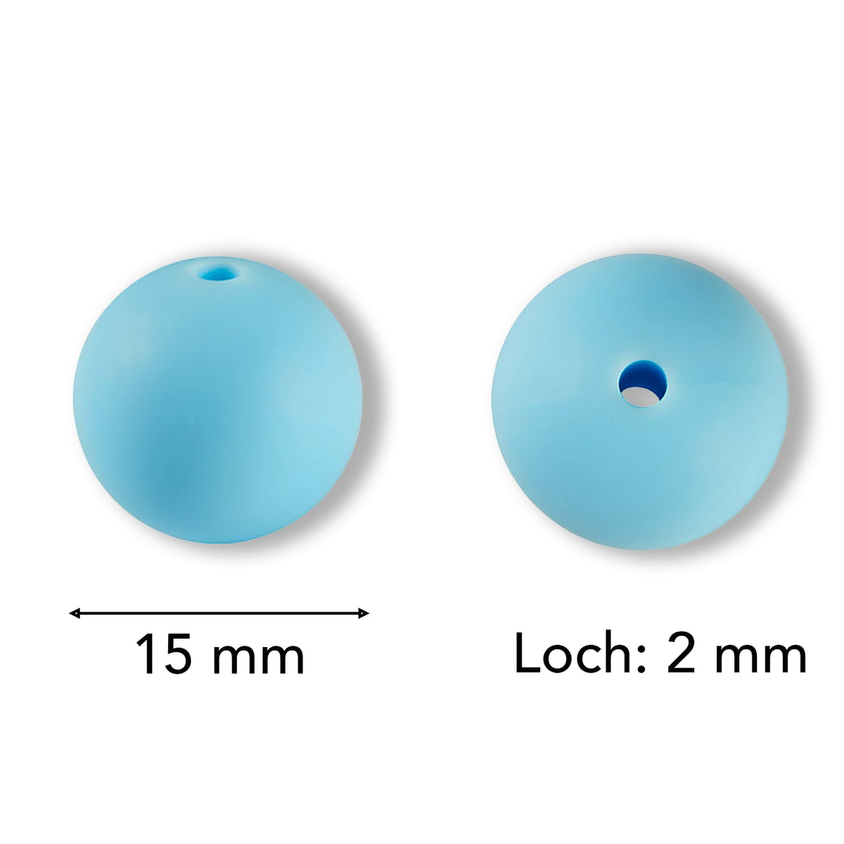 Silikon-Perle Rund • Light Sky Blue, 15mm - PerlineBeads SA
