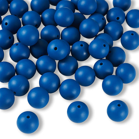 Silikon-Perle Rund • Marine Blue, 15mm - PerlineBeads SA