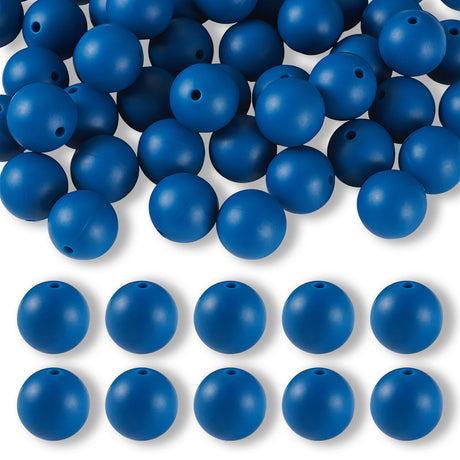Silikon-Perle Rund • Marine Blue, 15mm - PerlineBeads SA