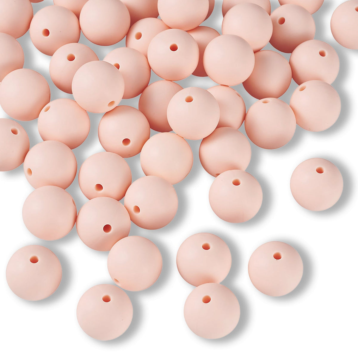 Silikon-Perle Rund • Misty Rose, 15mm - PerlineBeads SA