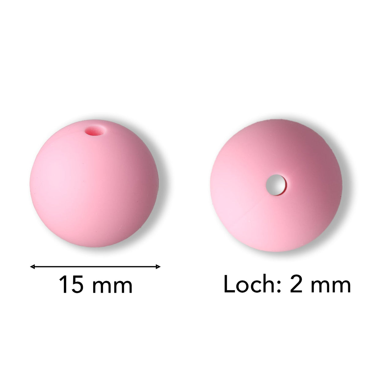 Silikon-Perle Rund • Pink, 15mm - PerlineBeads SA