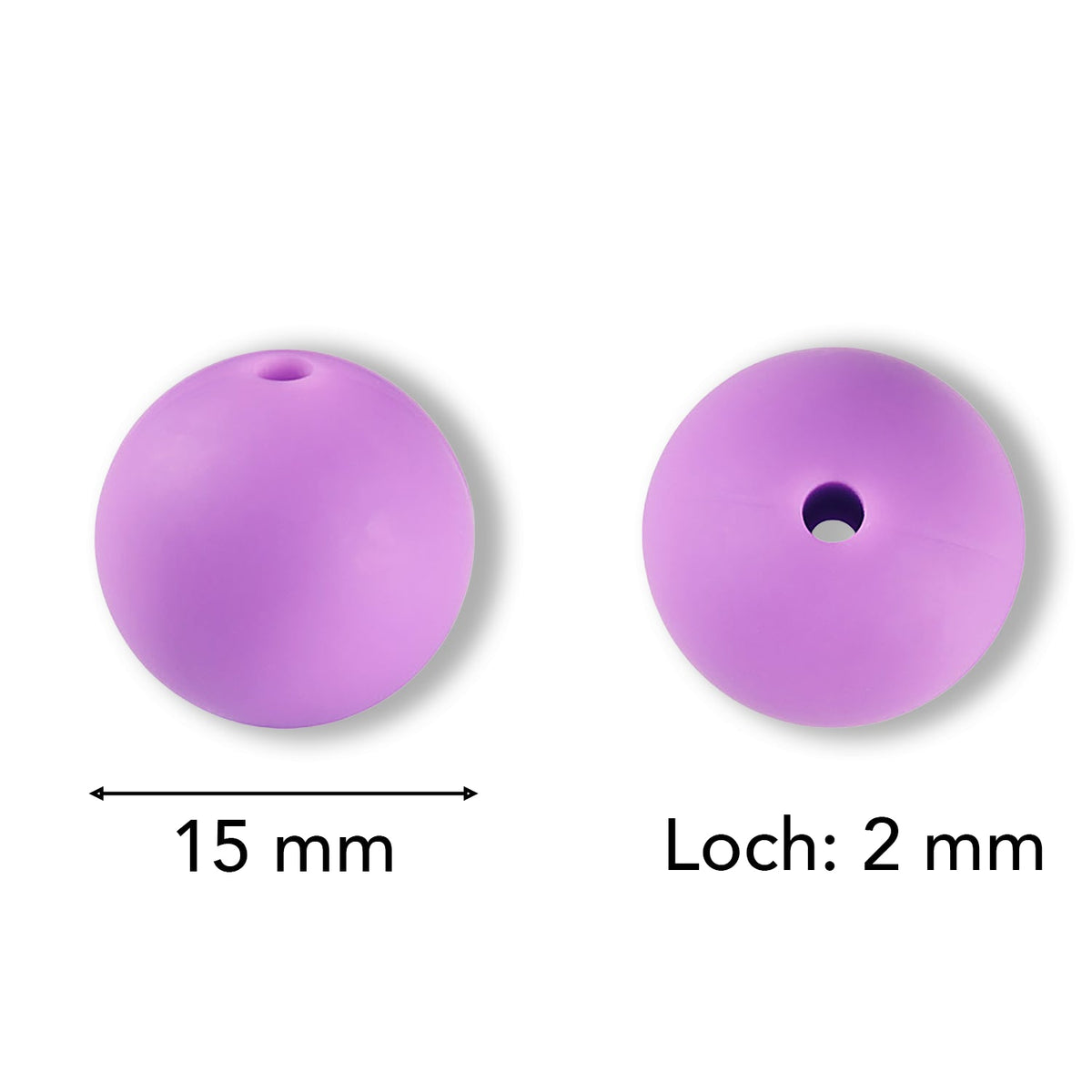 Silikon-Perle Rund • Violett, 15mm - PerlineBeads SA