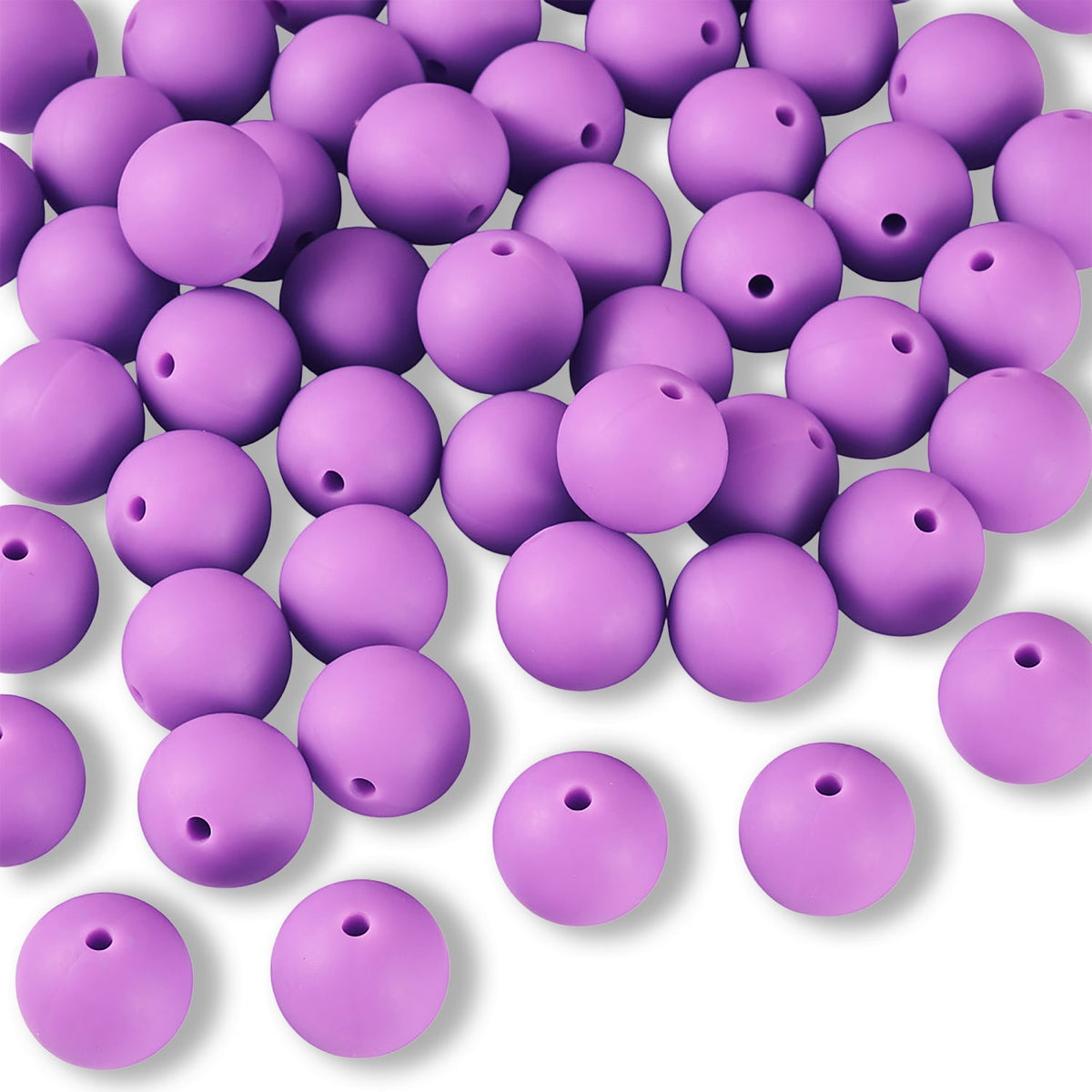 Silikon-Perle Rund • Violett, 15mm - PerlineBeads SA