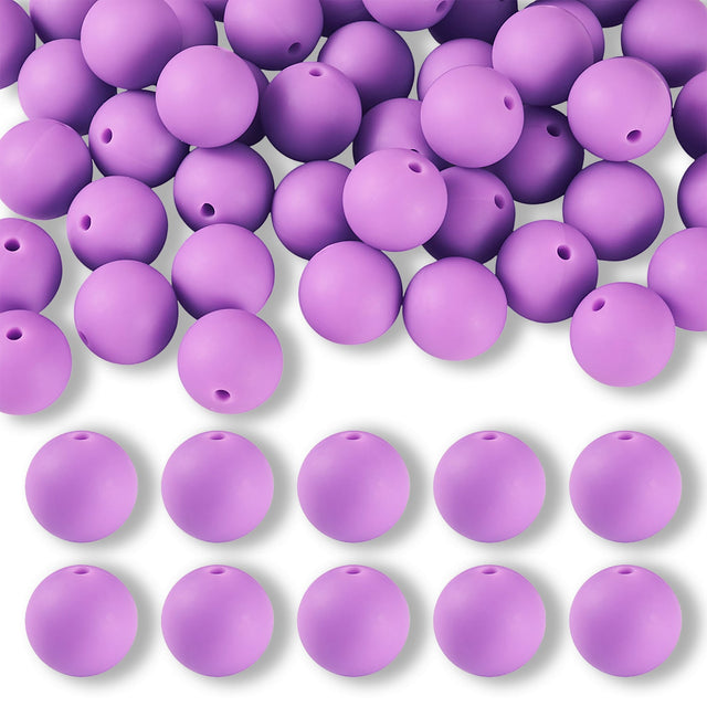 Silikon-Perle Rund • Violett, 15mm - PerlineBeads SA