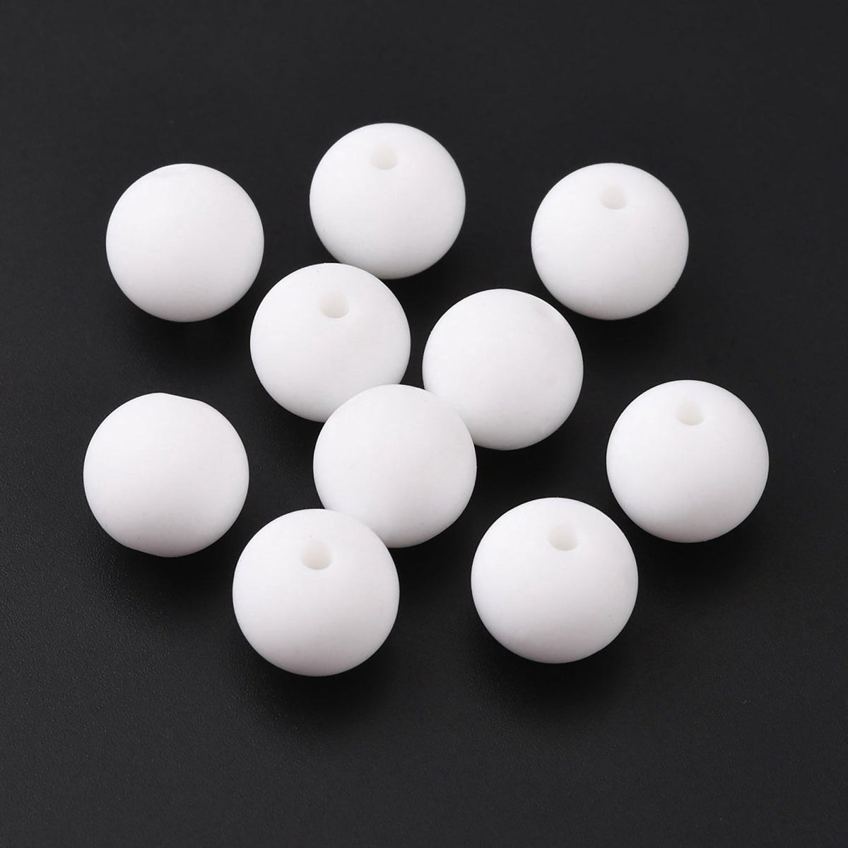 Silikon-Perle Rund • Weiss, 10mm - PerlineBeads SA