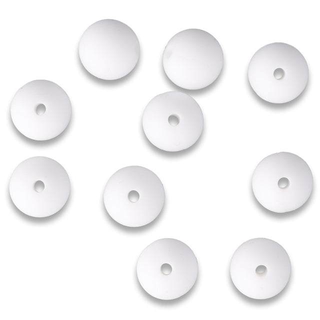Silikon-Perle Rund • Weiss, 10mm - PerlineBeads SA