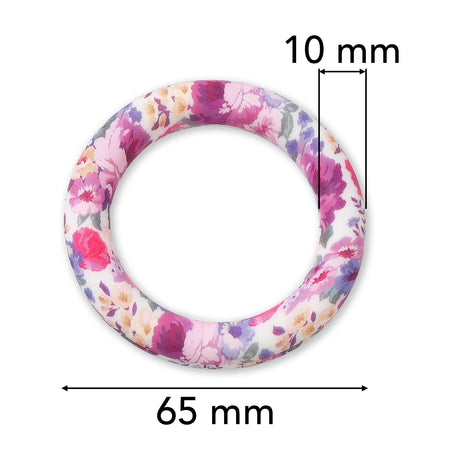Silikon-Ring Blumenmuster • für Schlüsselanhänger & Taschencharms - PerlineBeads SA