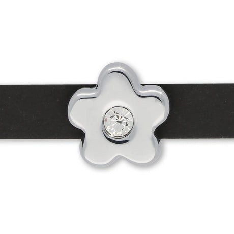 Slider «Flower» Silver mit Strass – Elegante Blüte - PerlineBeads SA