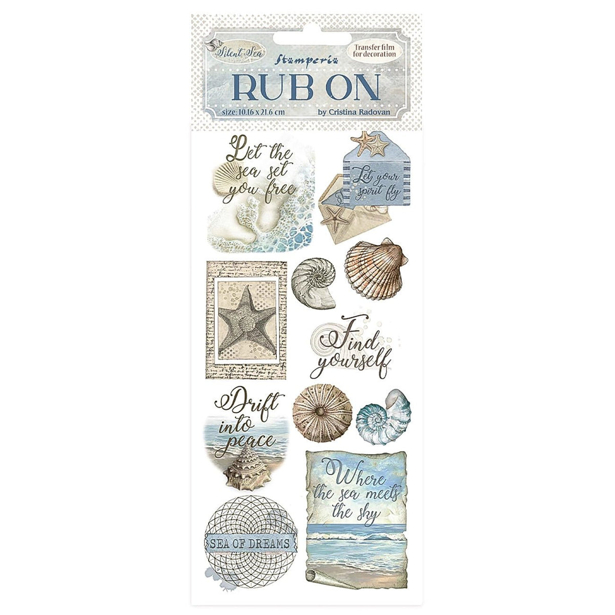 Stamperia Silent Sea – Rub - On Muscheln (11 Motive) - PerlineBeads SA