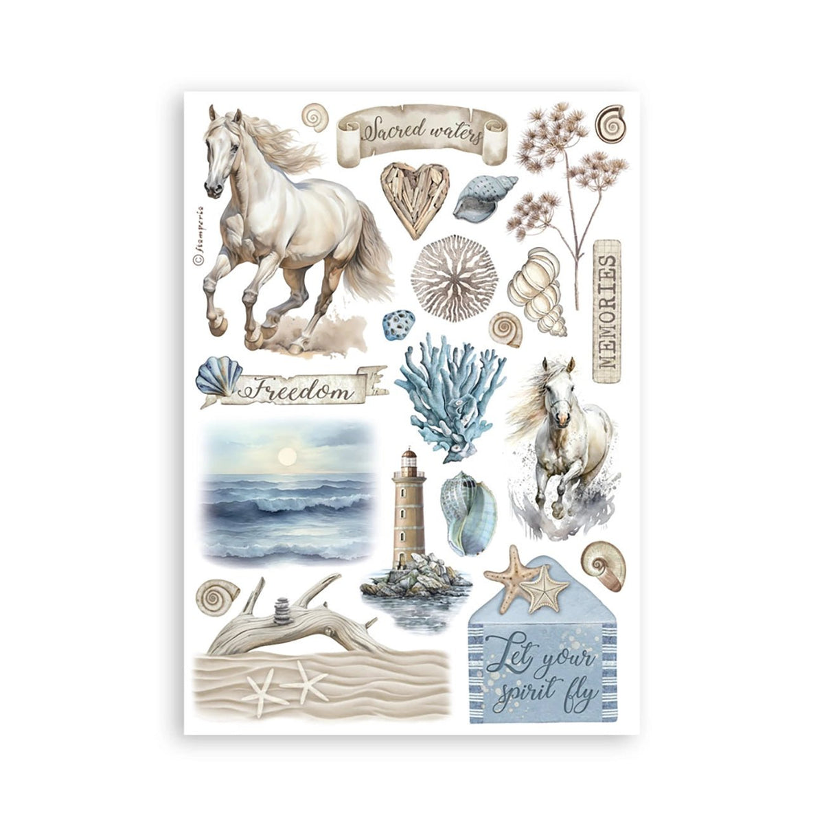 Stamperia Silent Sea – Washi Pad (A5, 8 Bögen) - PerlineBeads SA