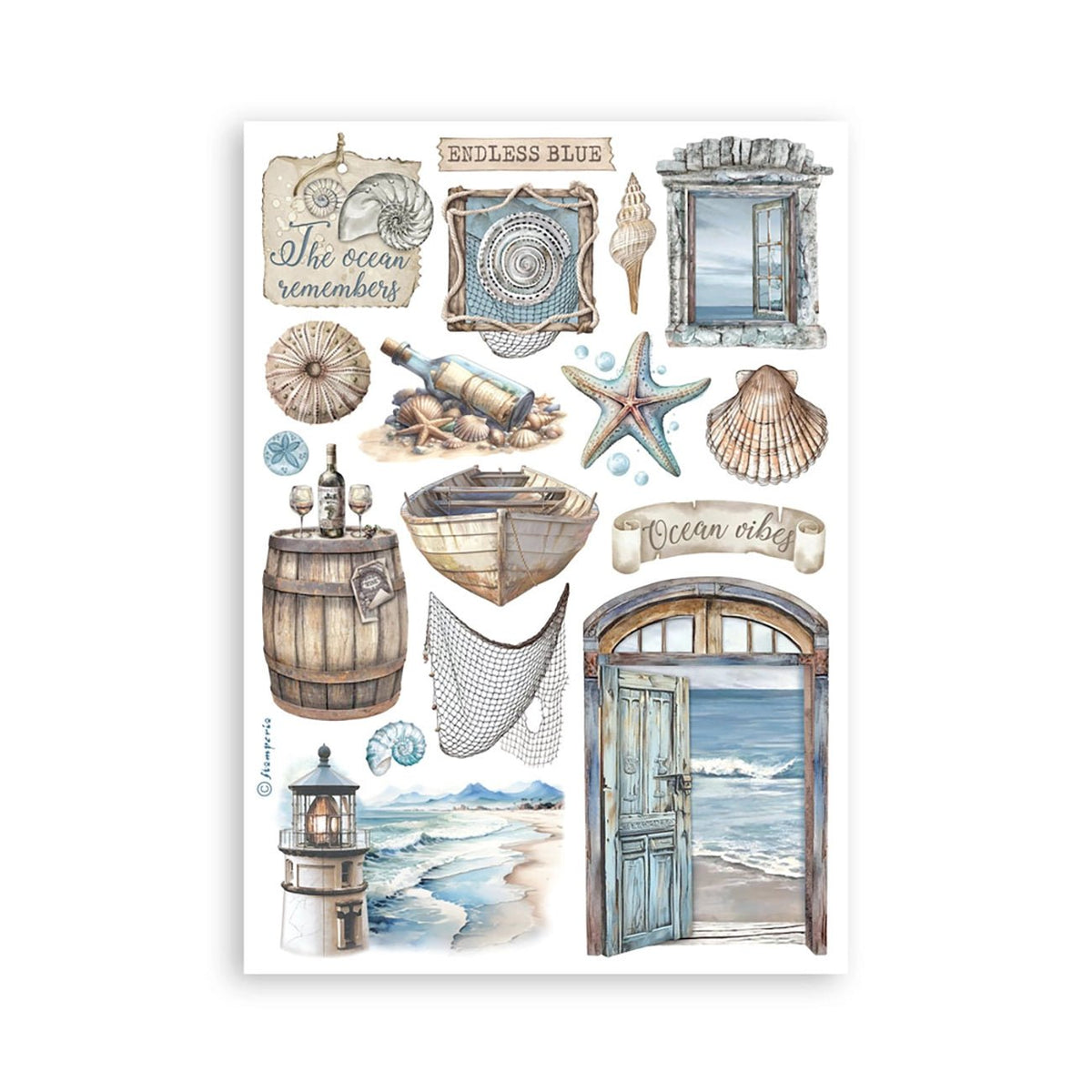 Stamperia Silent Sea – Washi Pad (A5, 8 Bögen) - PerlineBeads SA