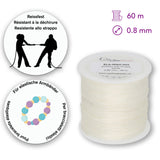 Stretchy elastische Schmuck - Faserkordel 0.8 mm - weiss - 60 meter - PerlineBeads SA