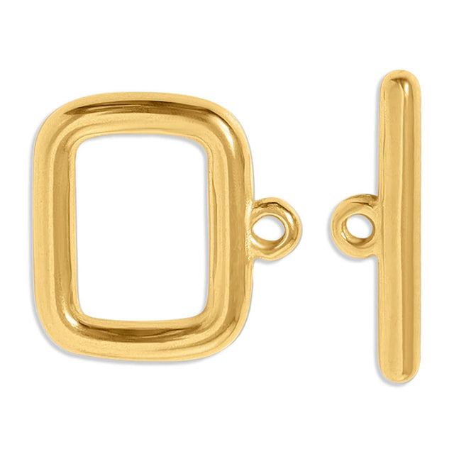 T - Bar - Verschluss rechteckig - Edelstahl PVD - Gold - PerlineBeads SA
