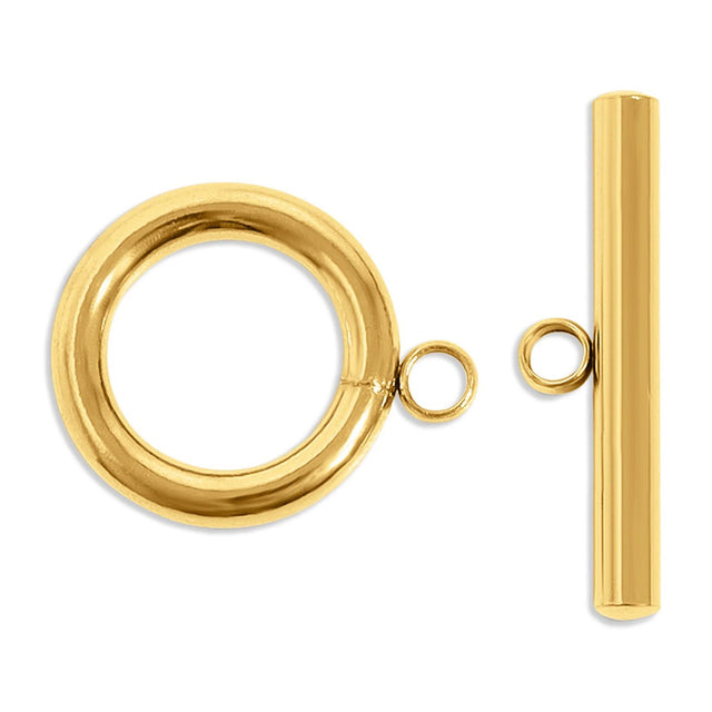 T - Bar - Verschluss rund ∅ 12 mm - Edelstahl PVD - Gold - PerlineBeads SA