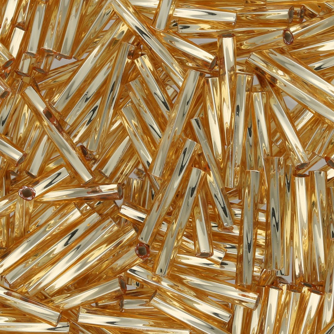 Twisted Bugle 12 mm – Silver Lined Gold - PerlineBeads