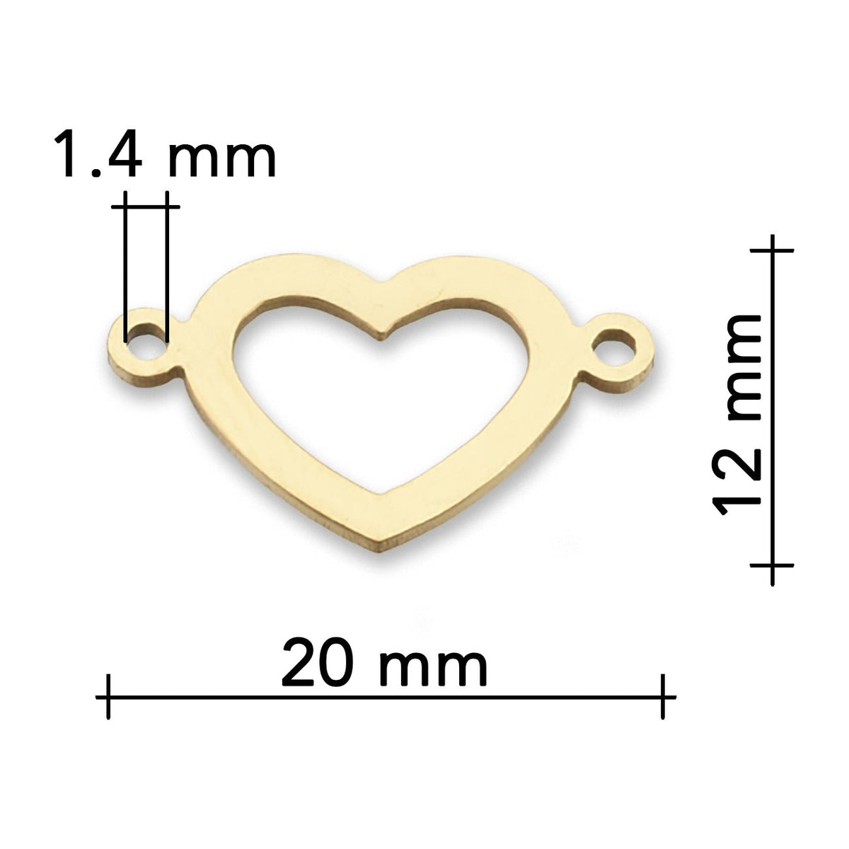 Verbindungselement “Herz” 20 x 12 mm • Edelstahl • Farbe Gold - PerlineBeads SA
