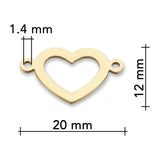 Verbindungselement “Herz” 20 x 12 mm • Edelstahl • Farbe Gold - PerlineBeads SA