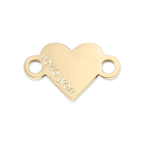 Verbindungselement Herz "love you" - Edelstahl PVD - vergoldet - PerlineBeads SA