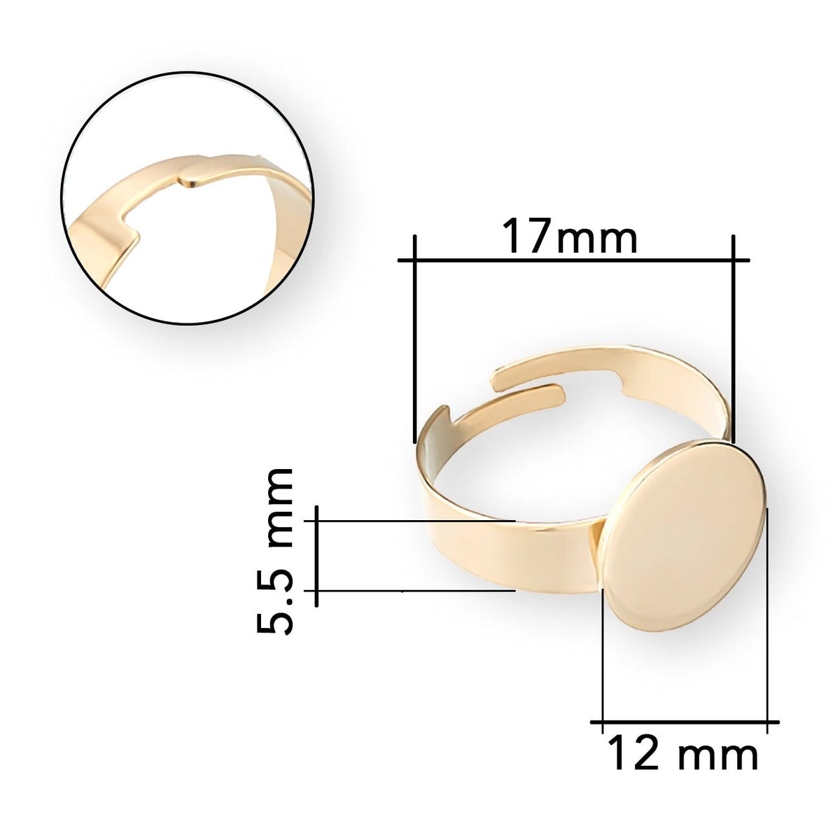 Verstellbarer Ring aus Edelstahl - Goldfarbe - PerlineBeads SA