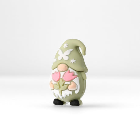 Wichtel Focal-Bead • 3D-Silikonperle mit Schmetterling & Tulpen - PerlineBeads SA