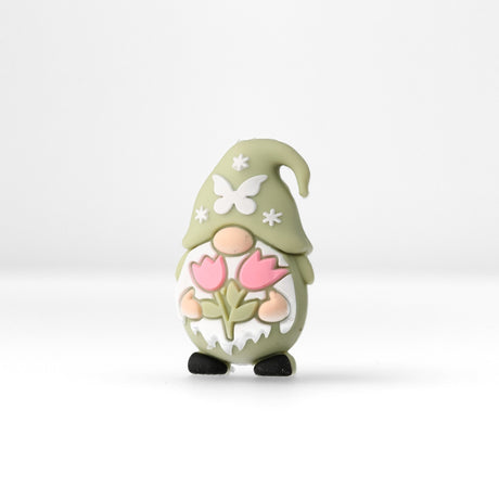 Wichtel Focal-Bead • 3D-Silikonperle mit Schmetterling & Tulpen - PerlineBeads SA