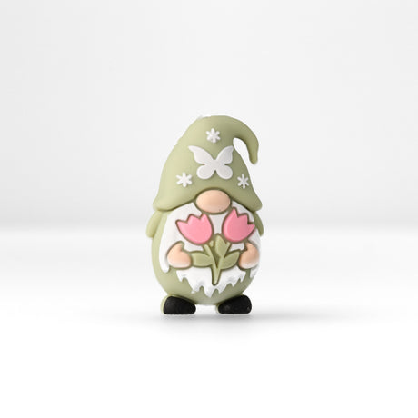 Wichtel Focal-Bead • 3D-Silikonperle mit Schmetterling & Tulpen - PerlineBeads SA