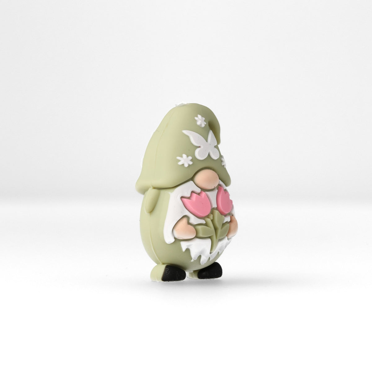 Wichtel Focal-Bead • 3D-Silikonperle mit Schmetterling & Tulpen - PerlineBeads SA