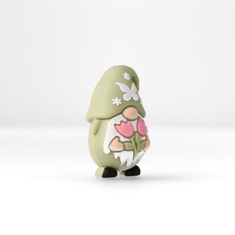 Wichtel Focal-Bead • 3D-Silikonperle mit Schmetterling & Tulpen - PerlineBeads SA