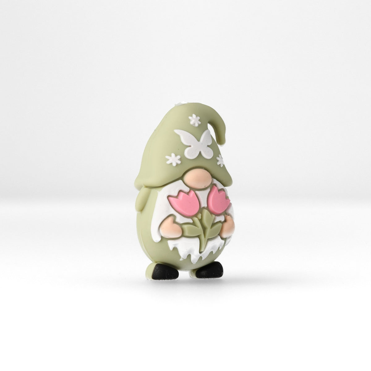 Wichtel Focal-Bead • 3D-Silikonperle mit Schmetterling & Tulpen - PerlineBeads SA