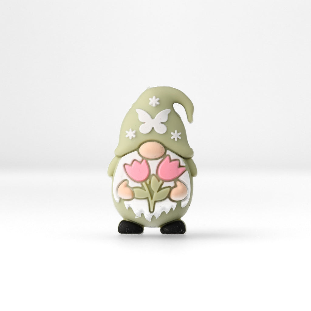 Wichtel Focal-Bead • 3D-Silikonperle mit Schmetterling & Tulpen - PerlineBeads SA