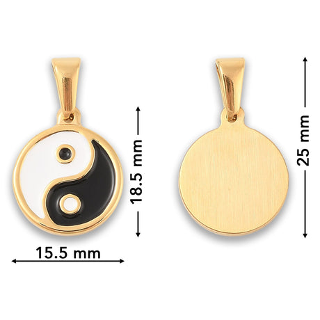 Yin-Yang Anhänger • Edelstahl 304 goldfarben mit Emaille • 18.5x15.5mm - PerlineBeads SA