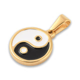 Yin-Yang Anhänger • Edelstahl 304 goldfarben mit Emaille • 18.5x15.5mm - PerlineBeads SA